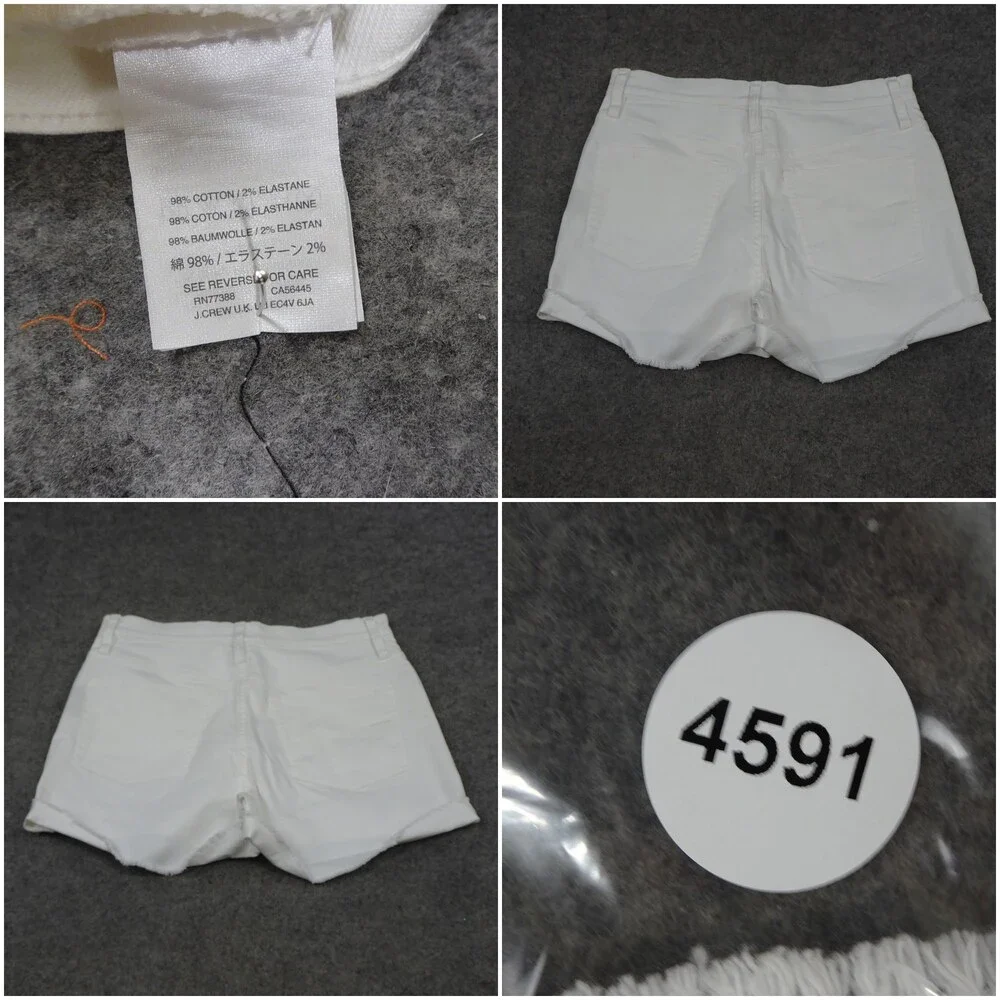 J Crew Jean Shorts Womens 28 White Denim Cut Off Cuffed Hot Pants Casual Beach
